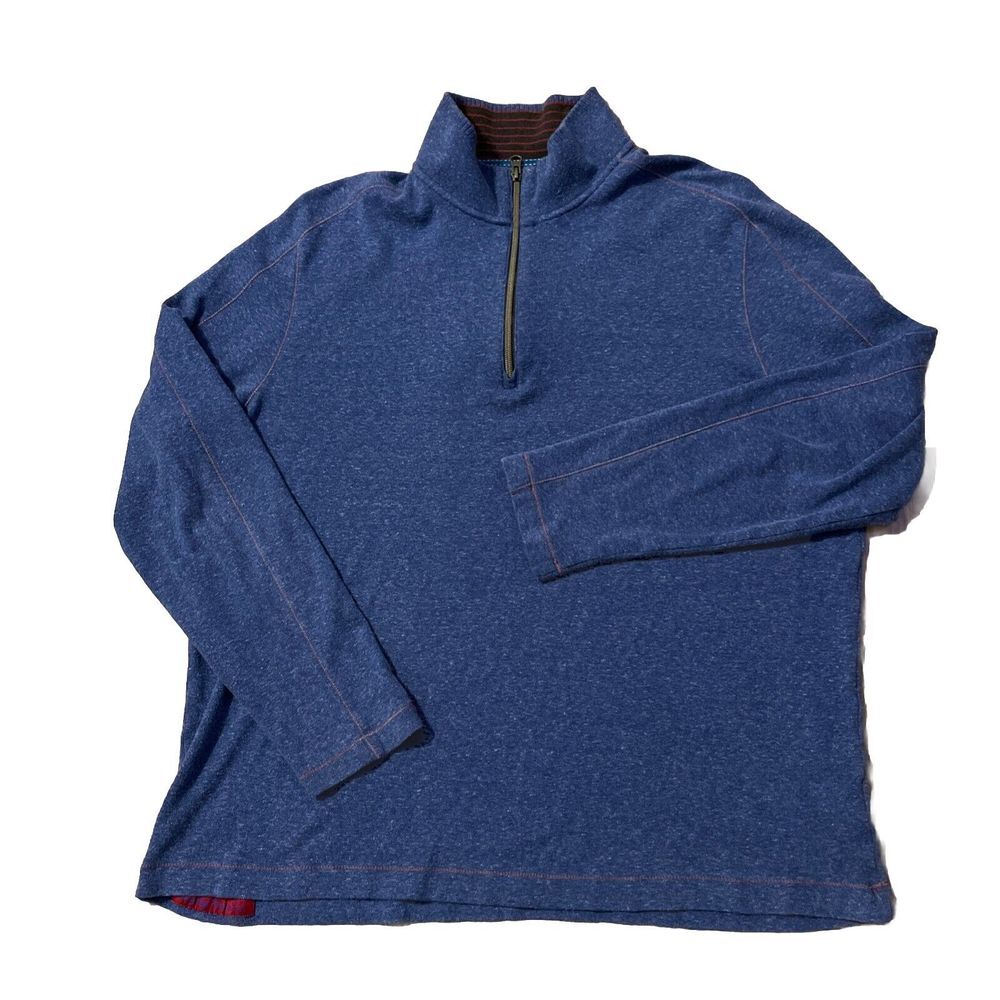Robert Graham Men's Pullover Size XL 1/4 Zip Long Sleeve‎ Sweater Blue - READ